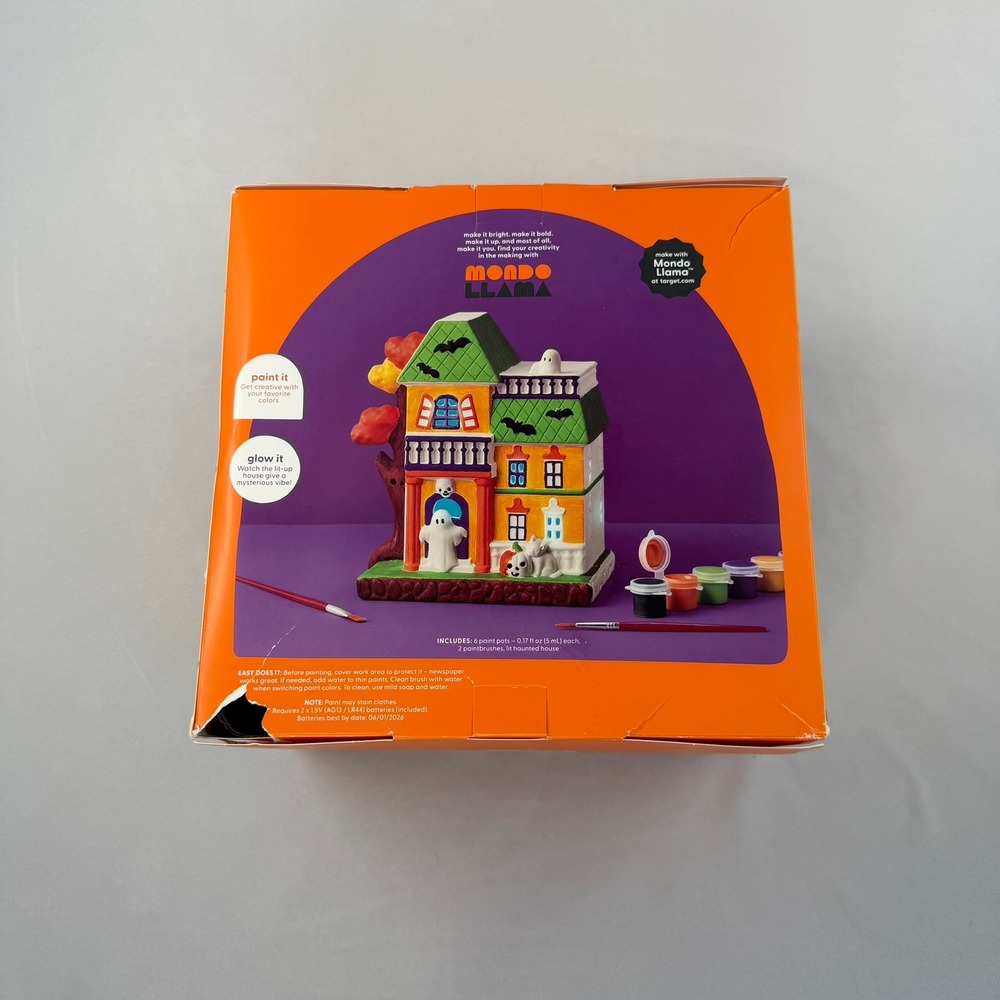 Mondo Llama Paint Your Own Lit Haunted House Kit Halloween Ceramic Craft Set - Picture 6 of 7